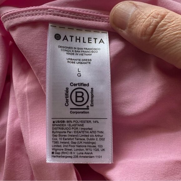 Athleta 2022 Urbanite Dress Woman Large Pink Belted Breathable Office Preppy - Picture 11 of 16